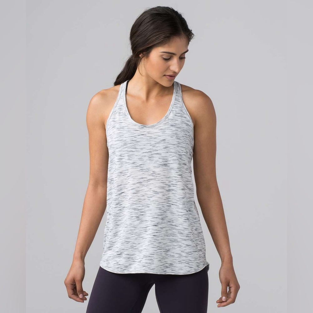 LULU LEMON Essential Tank - Tiger Space-dye Black and White